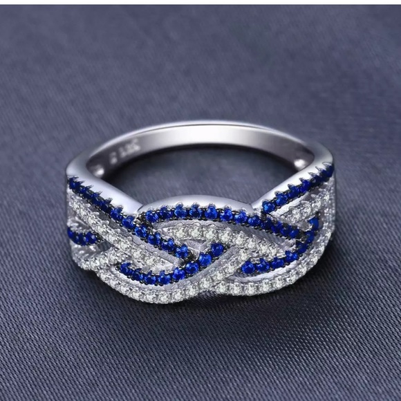 Infinity Ring S925 Silver Jewelry Blue Sapphire - Picture 2 of 4